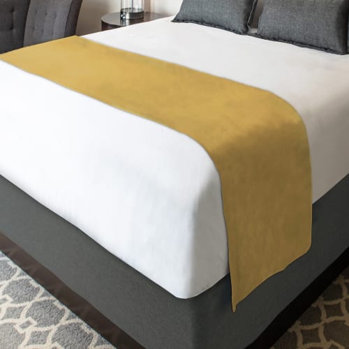 Designer Decor Collection Bed Scarf, Polyester Shantung, King 22x108, Aztec Gold